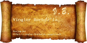 Vingler Borbála névjegykártya